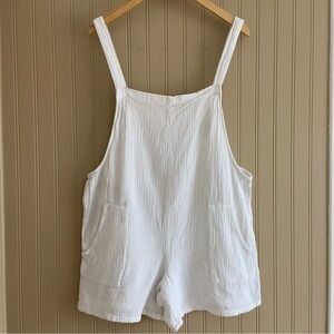 NoBo 100% Cotton Oversized Crinkle Gauze White Shortalls Women’s Size Large